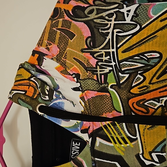 MASSIVE Y2K Abstract graffiti print hoodie kangaroo pocket NWT UNISEX vibrant - Picture 7 of 8